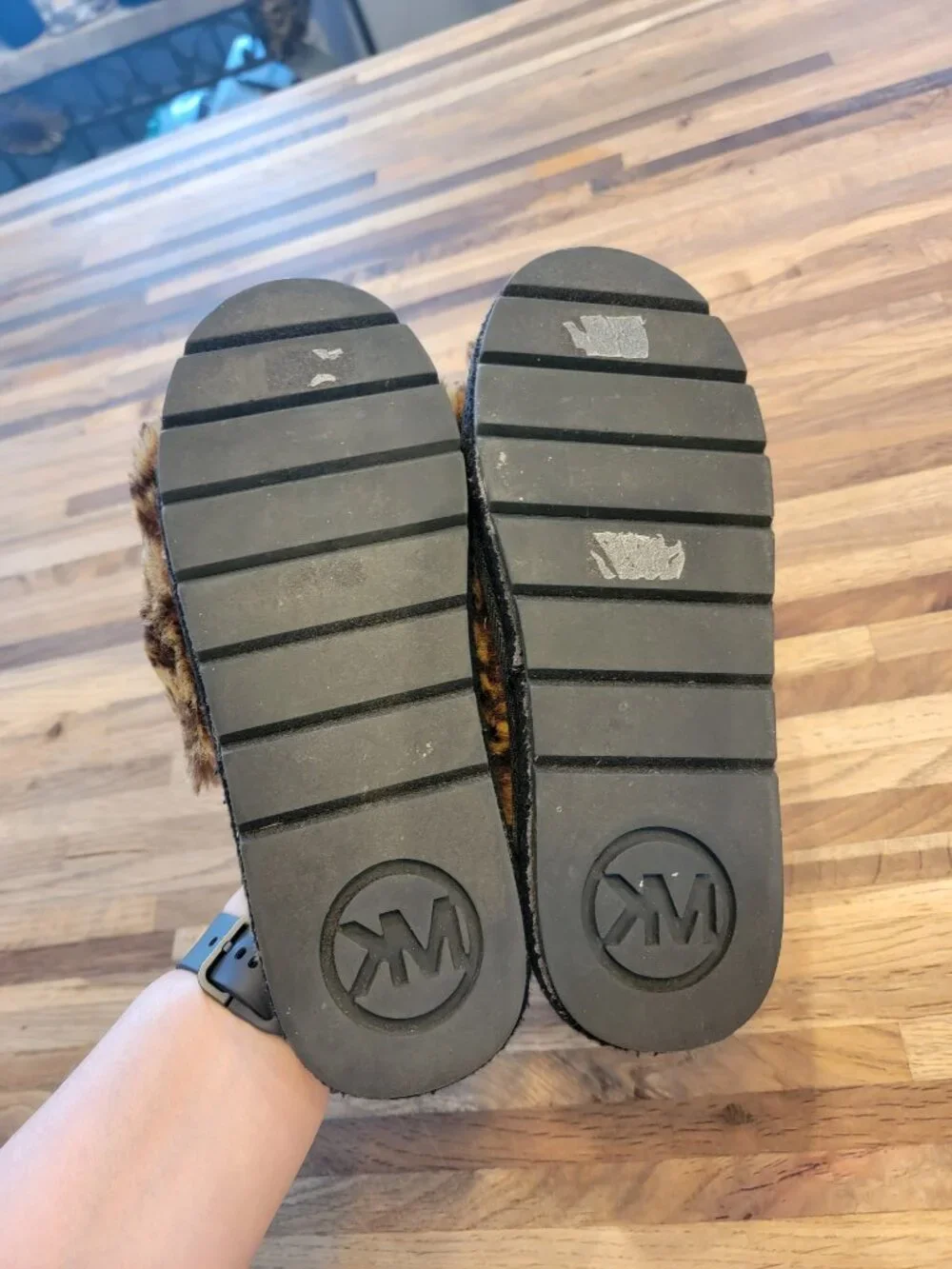 Big Girls Michael Kors Grace Fay Cheetah Faux Fur Slides/Slippers